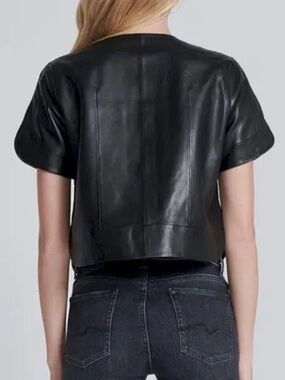 7 For All Mankind Black Leather Top